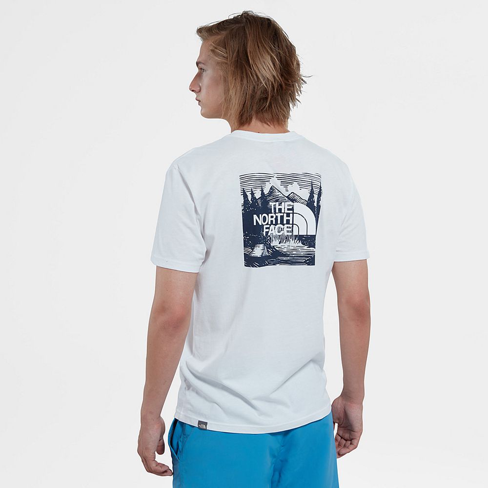 The North Face T-Shirts Mens Australia - The North Face Redbox Celebration White / Navy Mountain (ZX